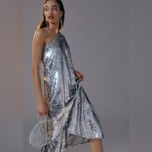 Anthropologie x Maeve One-Shoulder Sequin Occasion Dress - size XXS NWT